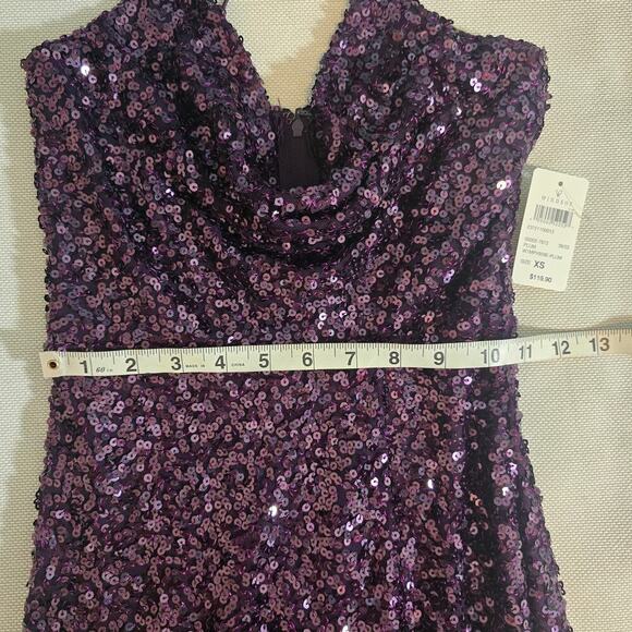 Plum Esperanza Formal Sleeveless A-line Front Slit Sequin Long Dress Sz XS (759) - Picture 4 of 14